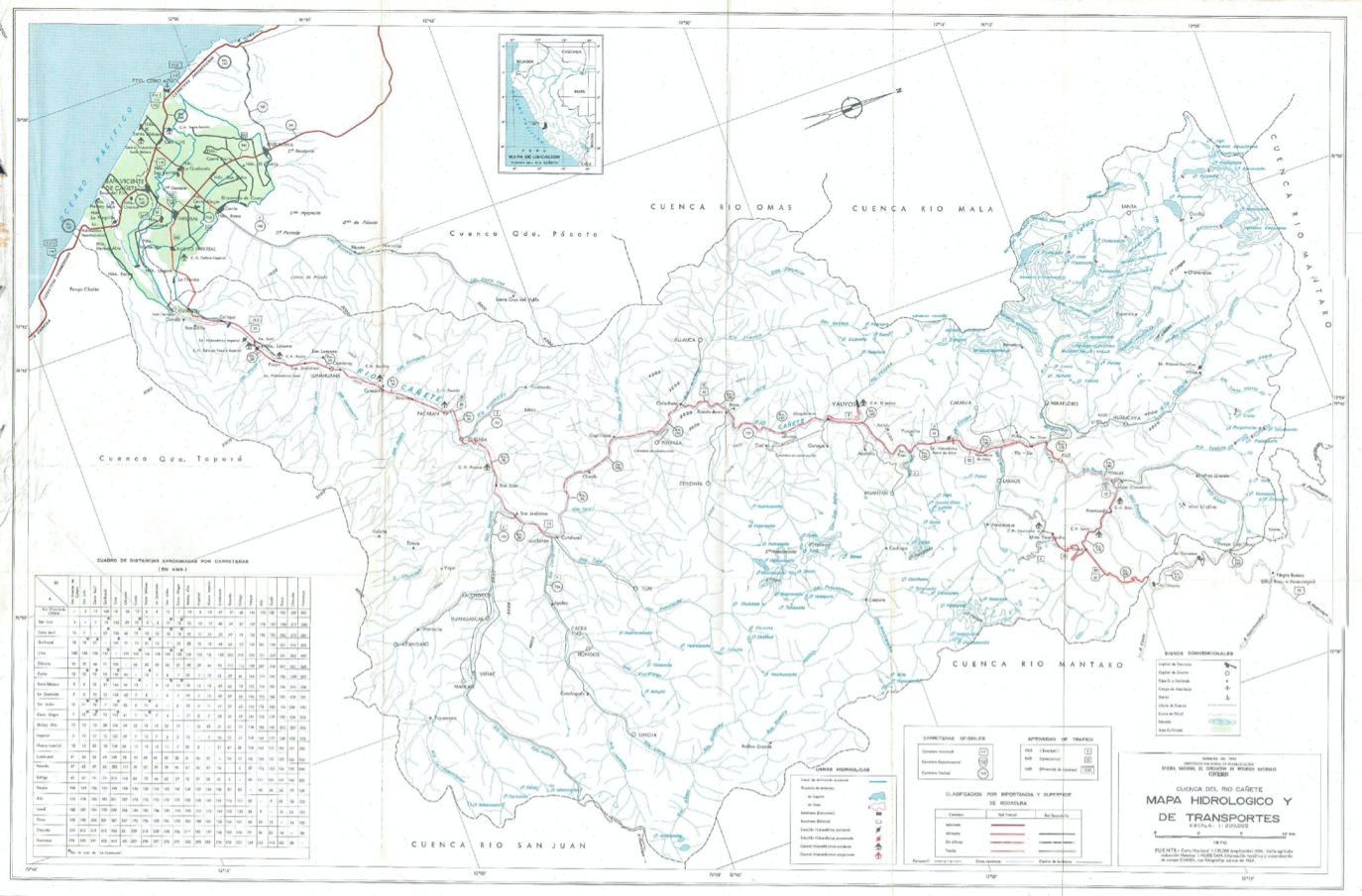 Hydrographic map of the Cañete Basin (from ANA “Cuenca del Rio Cañete” report, 1970)
